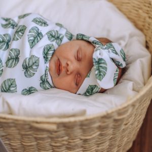 Organic Baby Love | Organic Baby Swaddle and Headband | Leaf